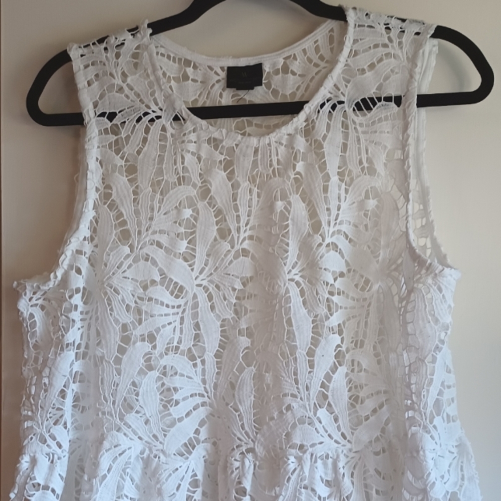 Worthington white crochet lace peplum top